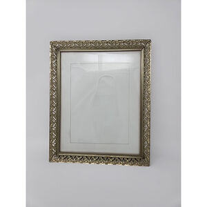 Vintage Metal Flower Gold 8 x 10 Photo Frame Filigree Ornate MCM Granny Chic Vtg